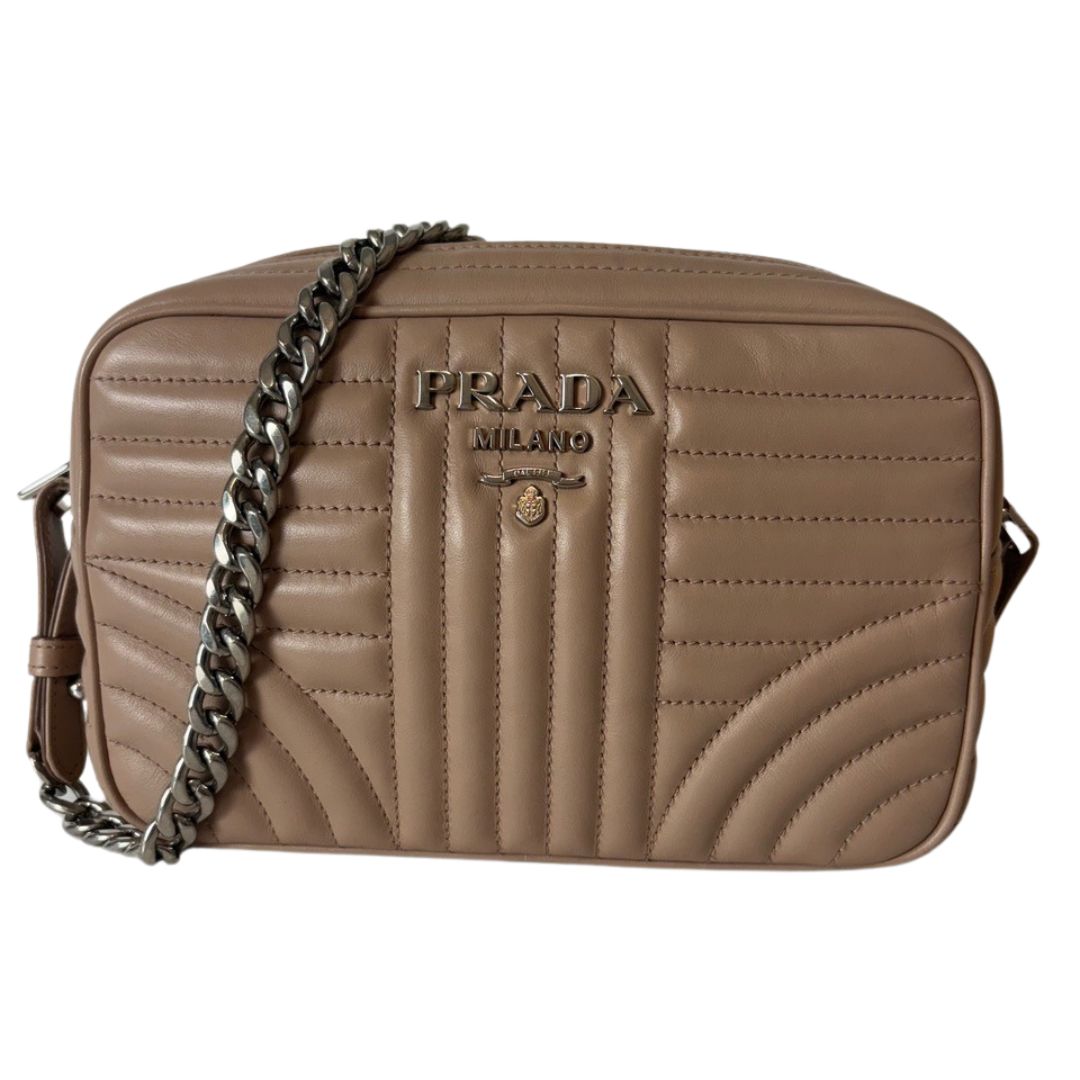 Prada Soft Calfskin Diagramme Camera Bag - Cammeo