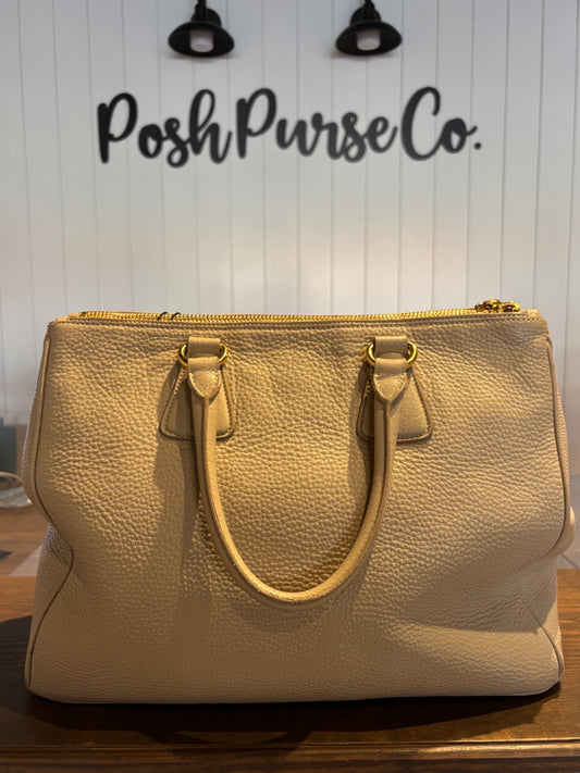 Beige Prada Saffiano Leather Tote