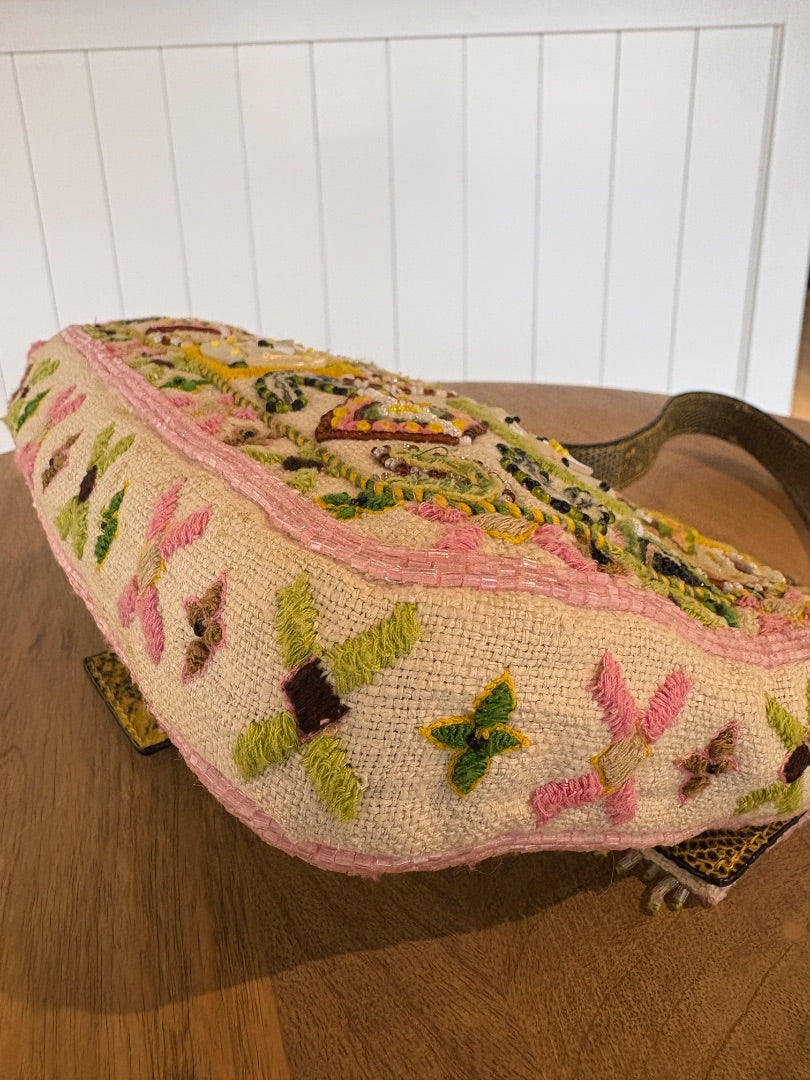 Vintage Lizard and Beaded Fendi Baguette