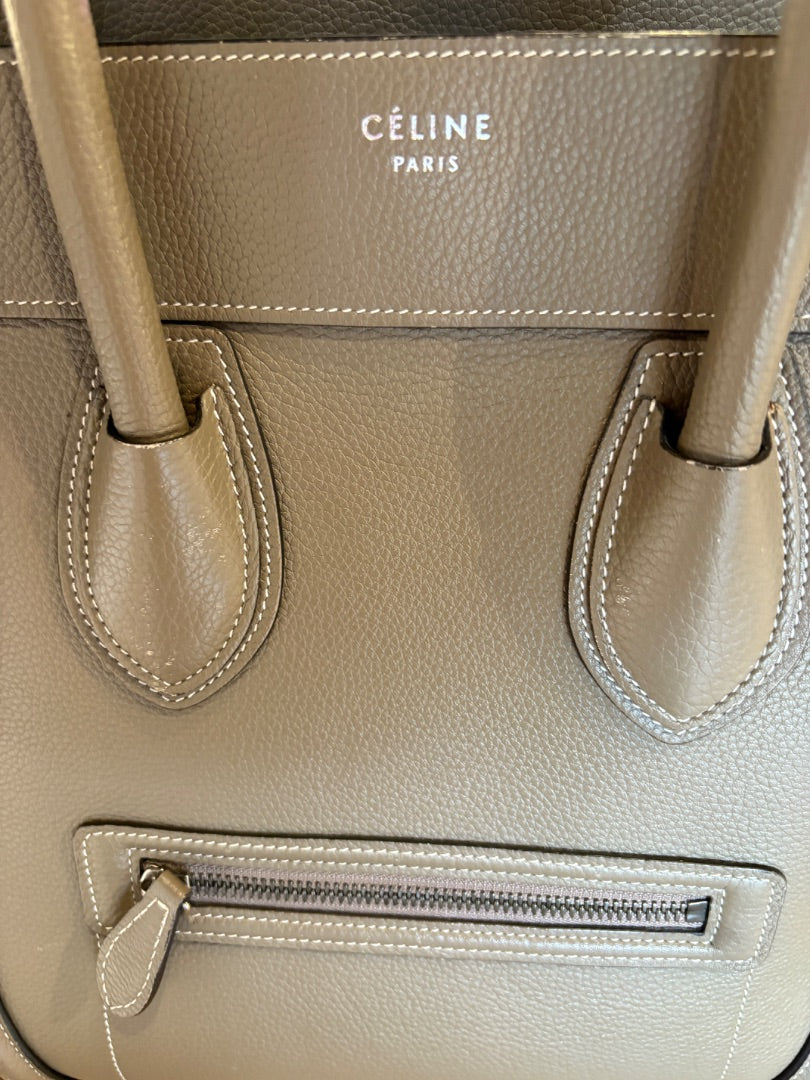Taupe Celine Mini Luggage Tote