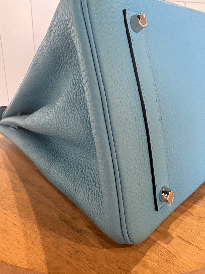 Blue Hermes Birkin 35 Epsom Bleu Du Nord with Palladium, 35