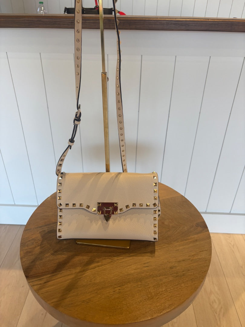 Ivory Valentino Pristine Rock Stud Crossbody Bag, Small