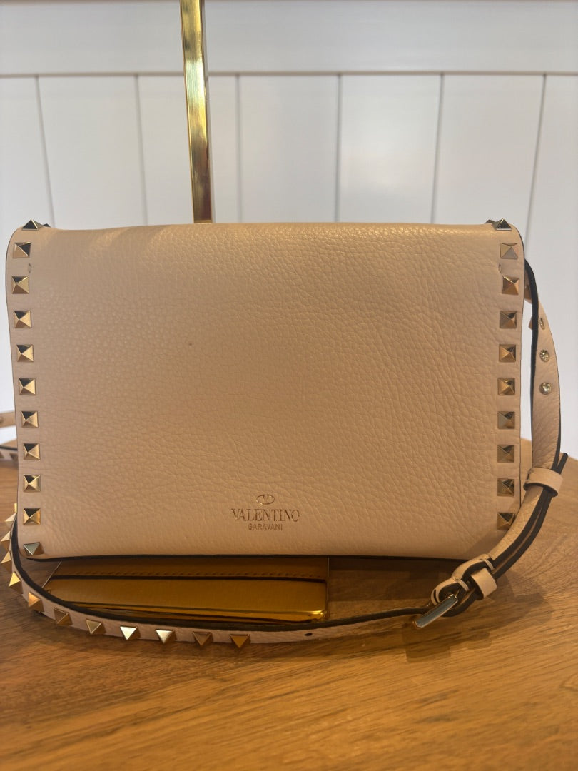 Ivory Valentino Pristine Rock Stud Crossbody Bag, Small