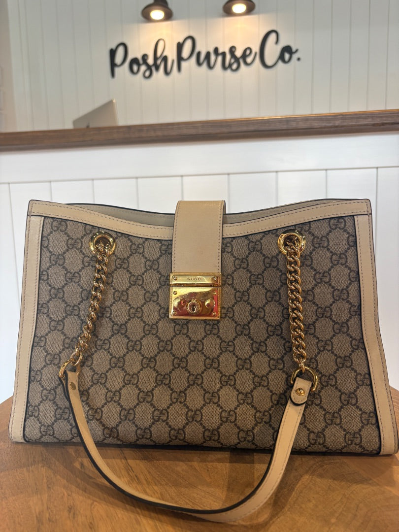 Monogram Gucci GG Supreme Padlock Tote