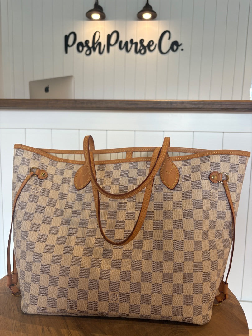 Azur Louis Vuitton Damier Azur Neverfull MM with Pouch, MM