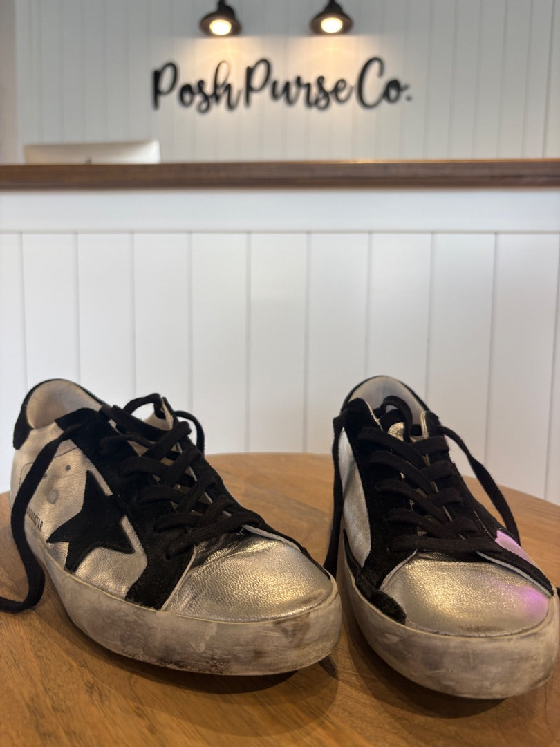 Silver Golden Goose Silver and Black superstar, 40