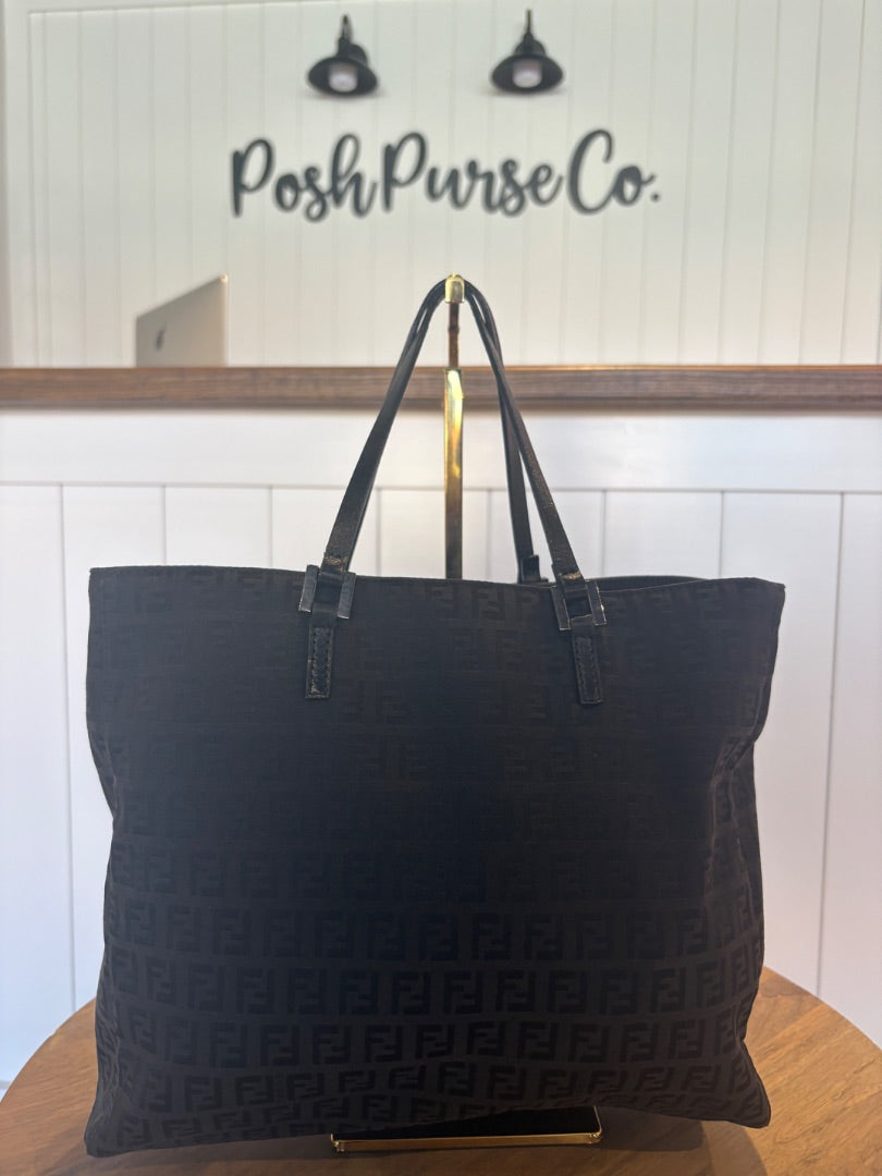 Black Fendi Zucchino FF Tote