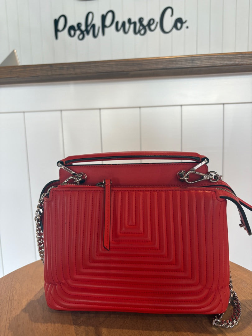 Red Fendi Dot Com Chain Shoulder Bag