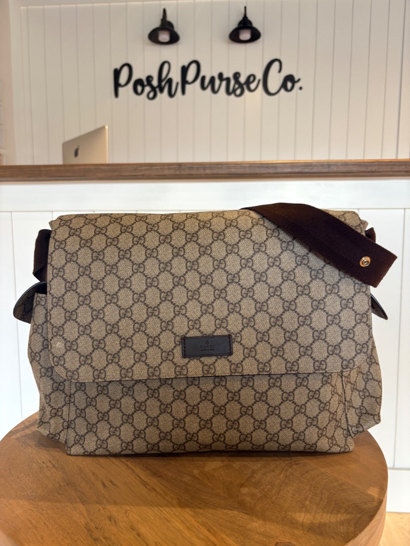 Monogram Gucci Like New GG Supreme Canvas Diaper Bag
