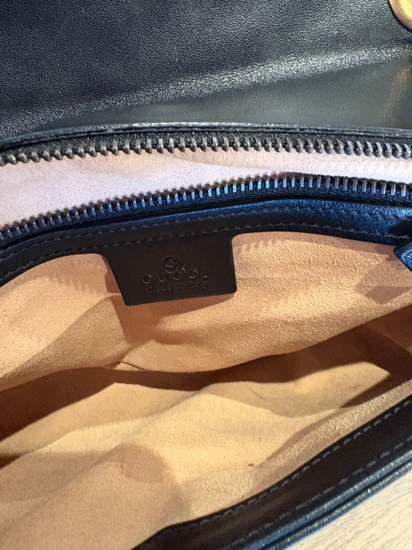 Black Gucci Calfskin Matelasse GG Marmont Bag