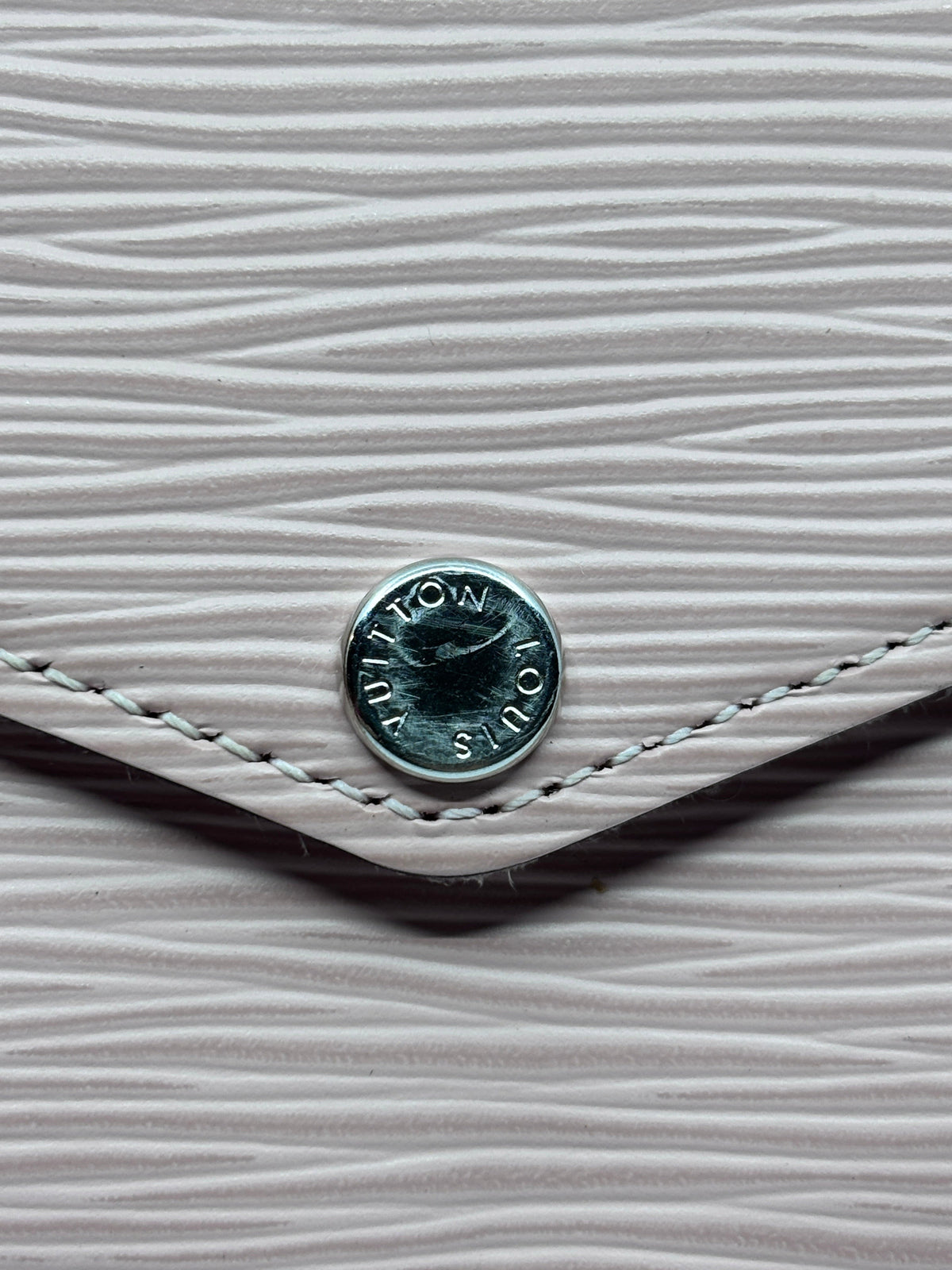 Posh Purse Co pink Louis Vuitton Epi leather Pochette Felicie envelope flap with silver logo hardware