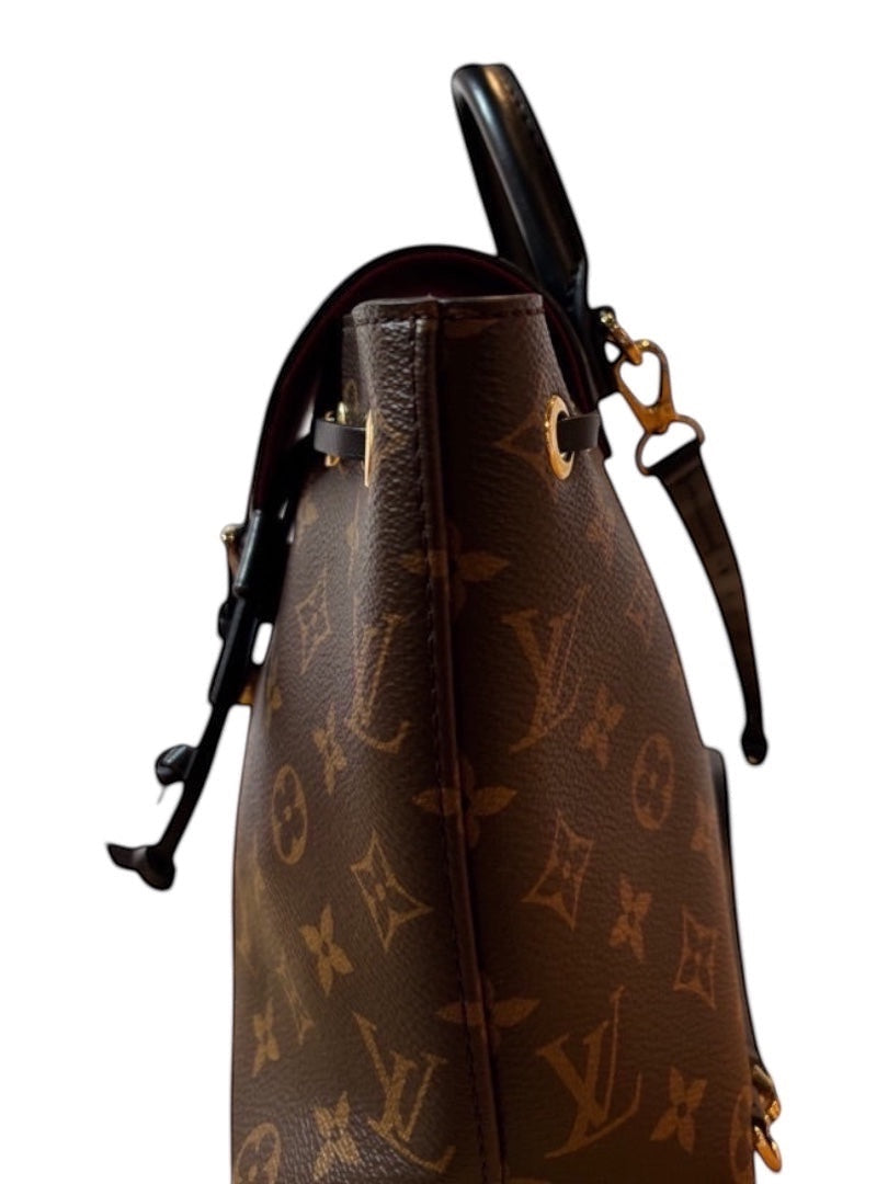 Posh Purse Co Louis Vuitton Montsouris BB backpack in Monogram coated canvas with leather trim and gold hardware.