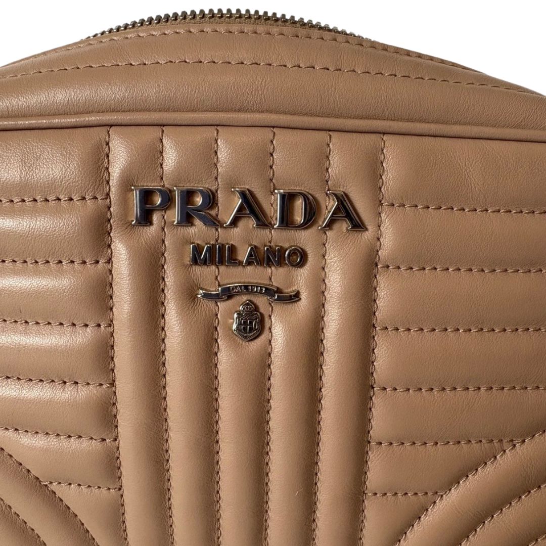 Prada Soft Calfskin Diagramme Camera Bag - Cammeo