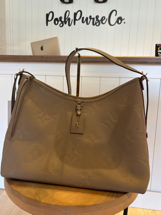 Beige Louis Vuitton Carry All with Pouch, MM