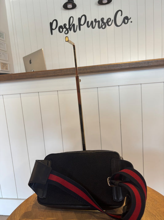 Black and Grey Gucci GG Supreme Monogram Belt Bag