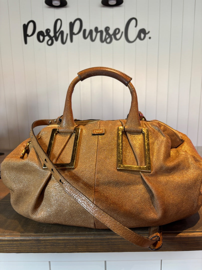 Gold Chloe Satchel Bag