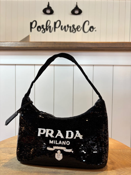 Black Prada Sequin Re-Edition 2000