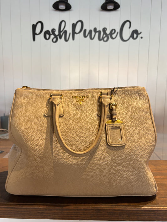 Beige Prada Saffiano Leather Tote