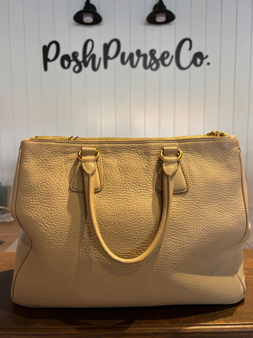 Beige Prada Saffiano Leather Tote