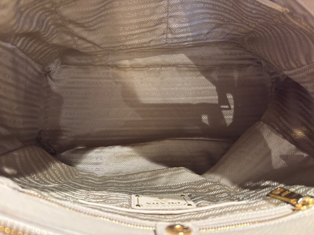 Beige Prada Saffiano Leather Tote
