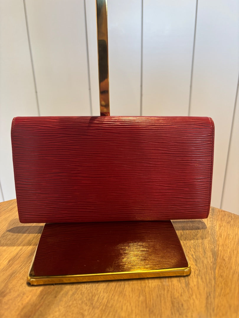 Red Louis Vuitton Epi Wallet