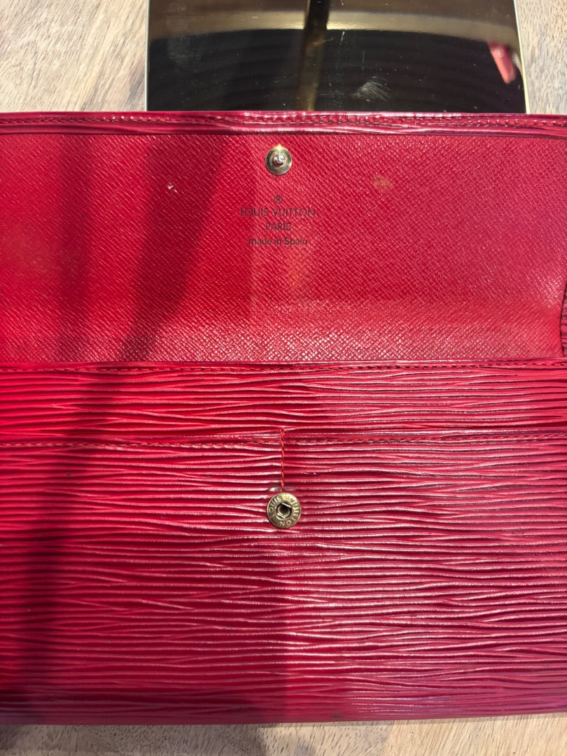 Red Louis Vuitton Epi Wallet