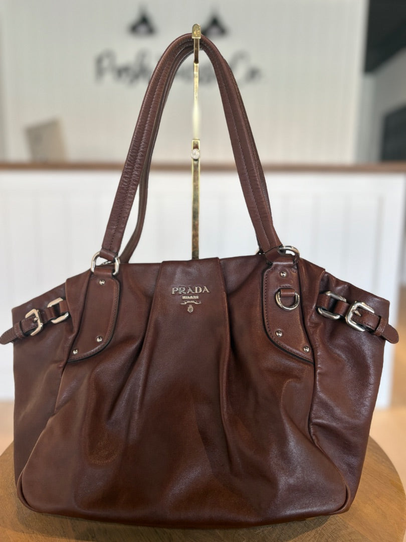 Burgundy Prada Tote
