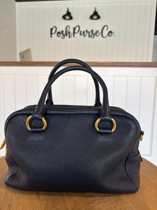 Blue Prada Boston Bag, Medium