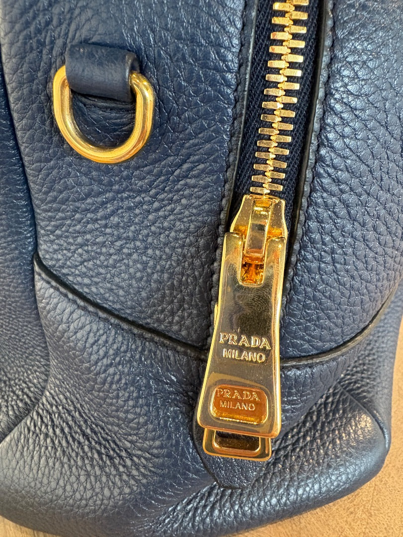 Blue Prada Boston Bag, Medium