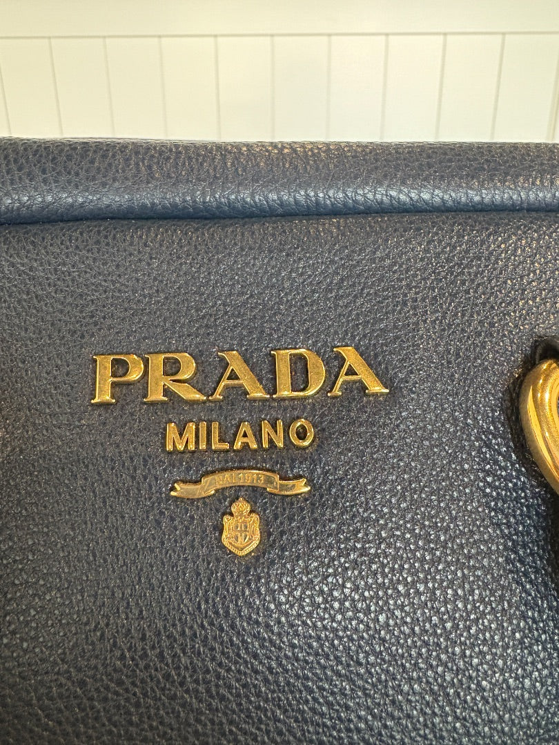 Blue Prada Boston Bag, Medium