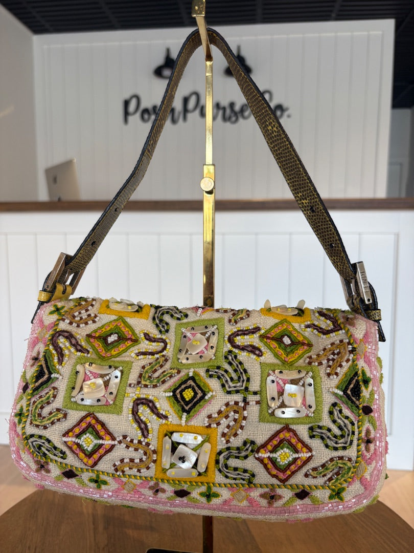 Vintage Lizard and Beaded Fendi Baguette