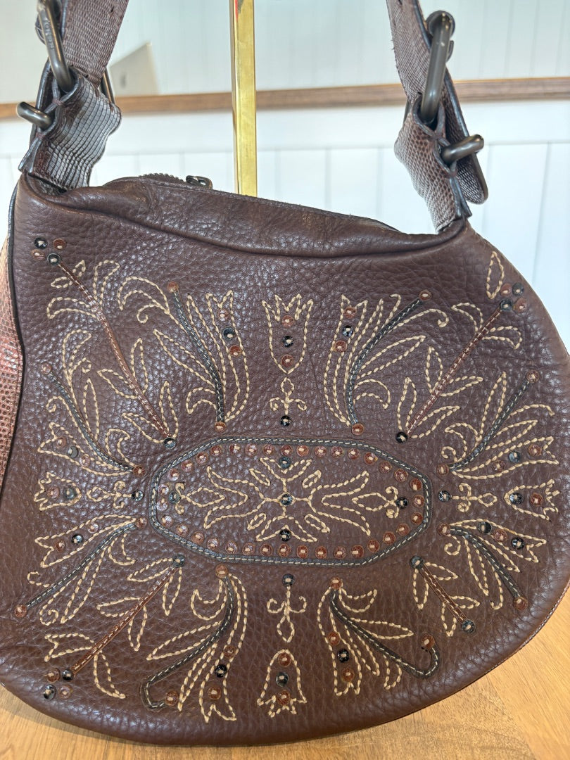 Vintage Fendi Lizard and Leather Oyster Bag