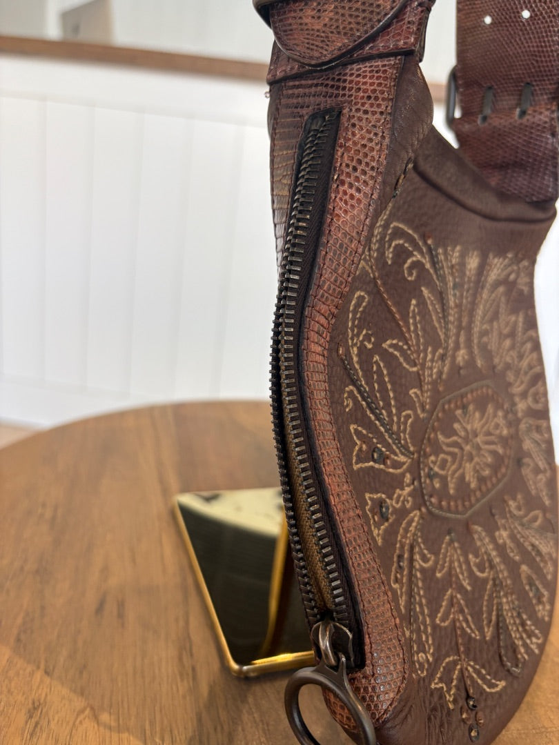 Vintage Fendi Lizard and Leather Oyster Bag