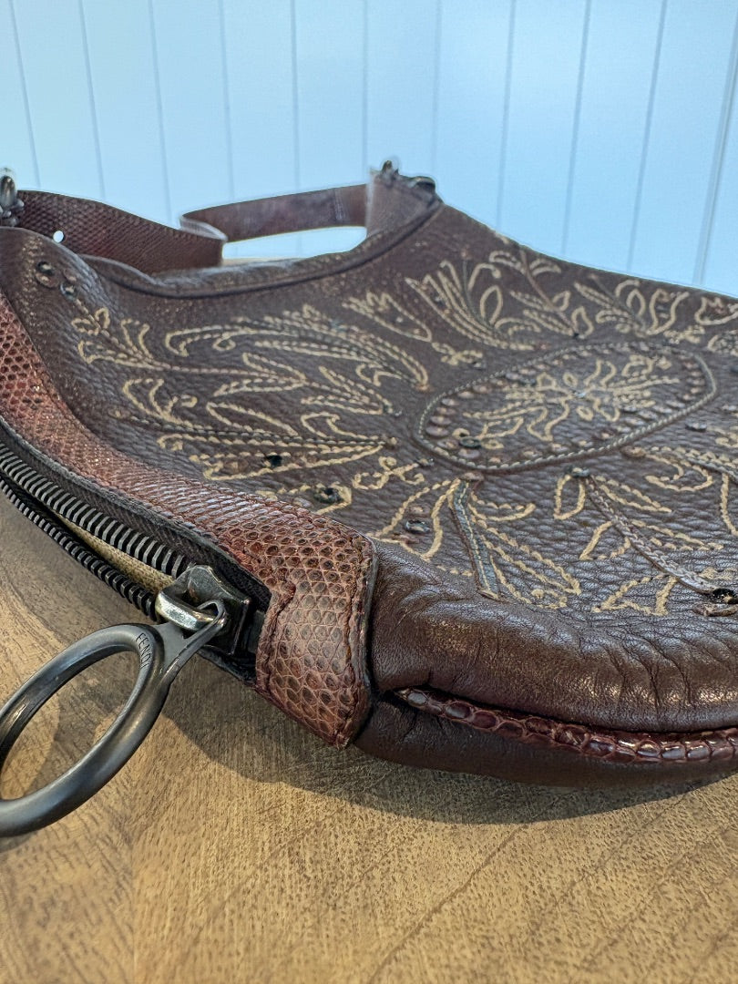 Vintage Fendi Lizard and Leather Oyster Bag