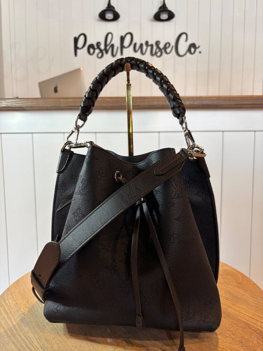 Black Louis Vuitton Mahina Muria Bucket Bag