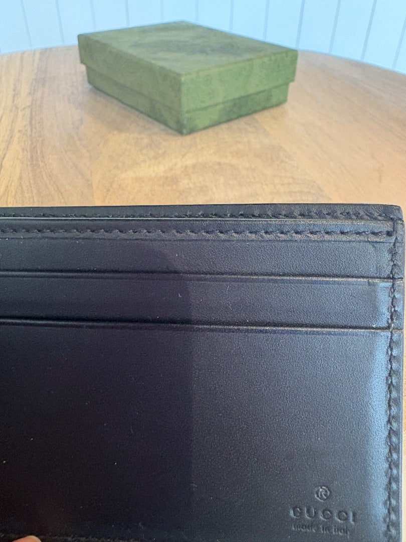 Black Monogram Gucci GG Supreme Monogram Kingsnake Bi Fold Wallet