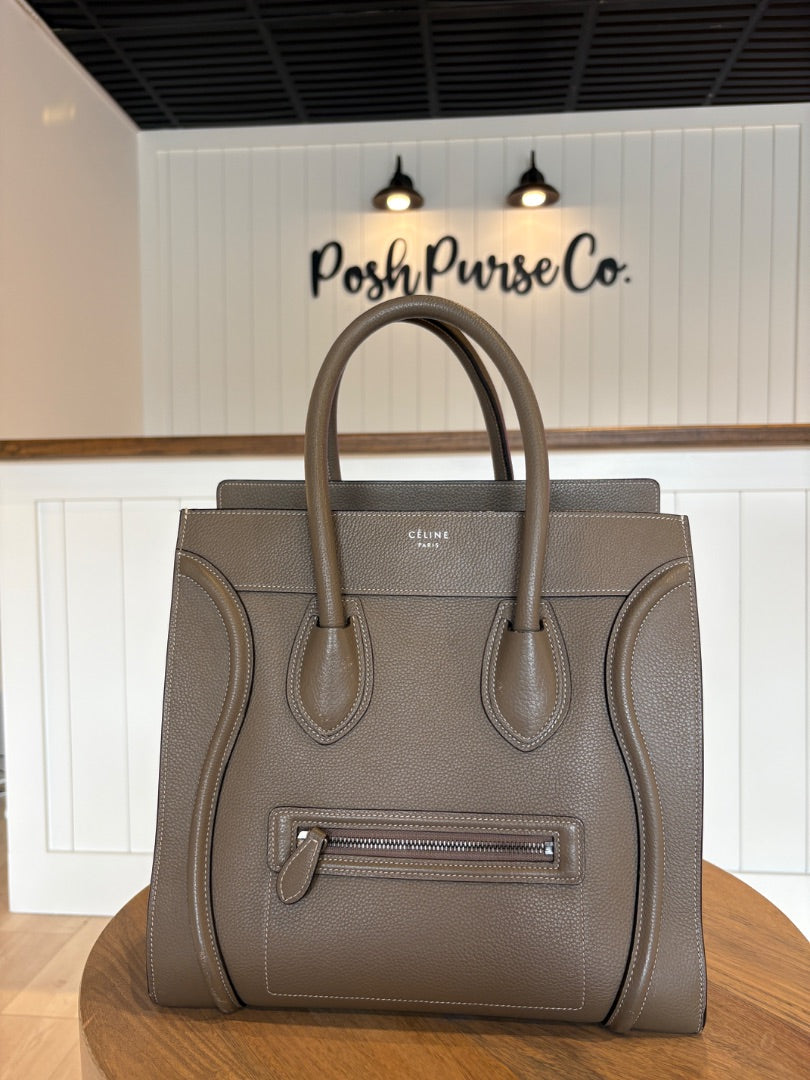 Taupe Celine Mini Luggage Tote