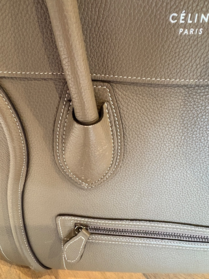 Taupe Celine Mini Luggage Tote