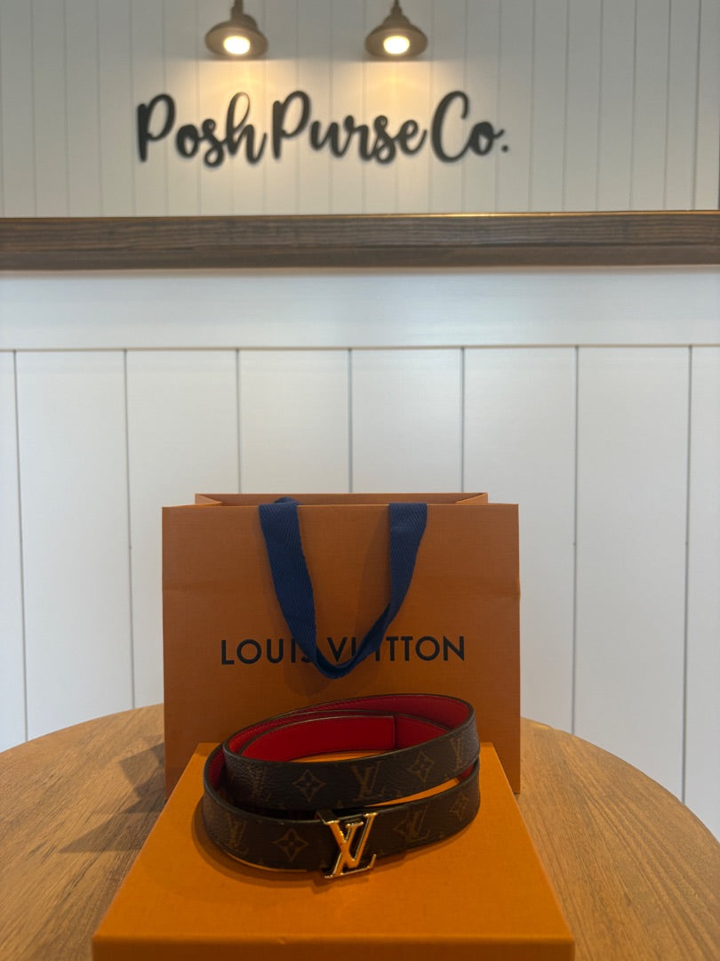 Monogram Louis Vuitton Reversible Monogram and Red Belt, 40