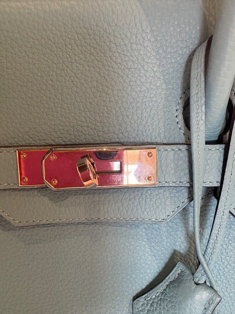 Blue Hermes Birkin 35 Epsom  Bleu Du Nord with Palladium, 35