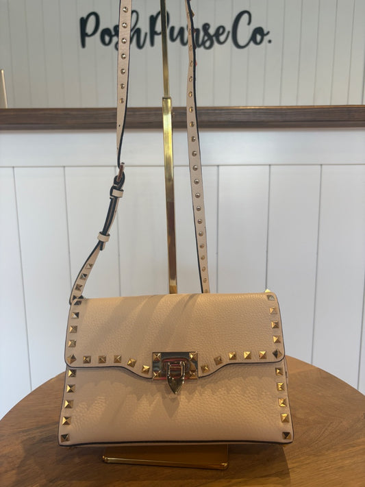 Ivory Valentino Pristine Rock Stud Crossbody Bag, Small