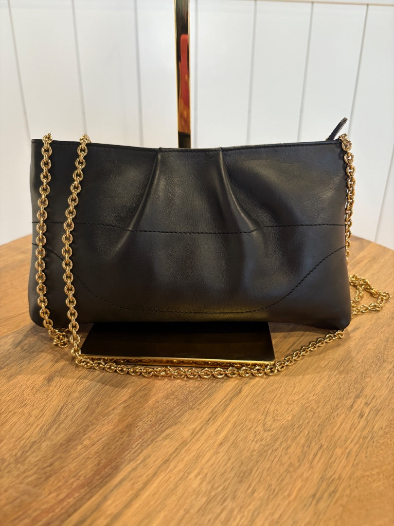 Black Ferragamo Clutch with Chain