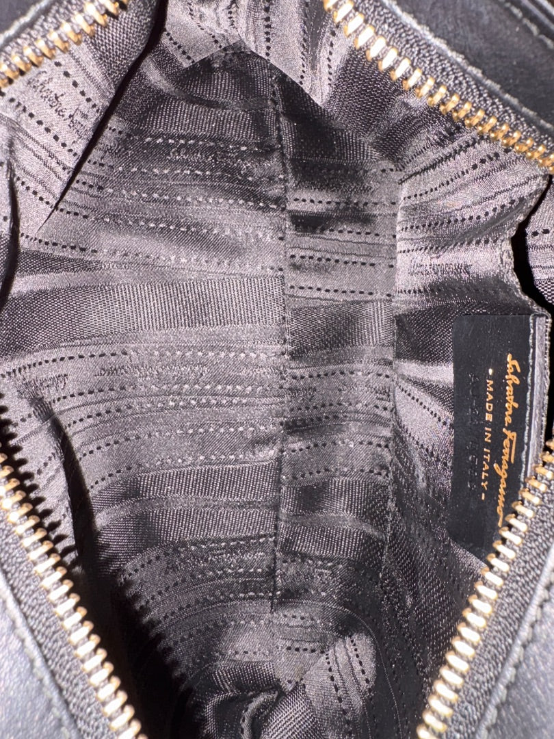 Black Ferragamo Clutch with Chain