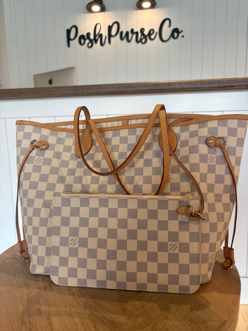 Azur Louis Vuitton Damier Azur Neverfull MM with Pouch, MM