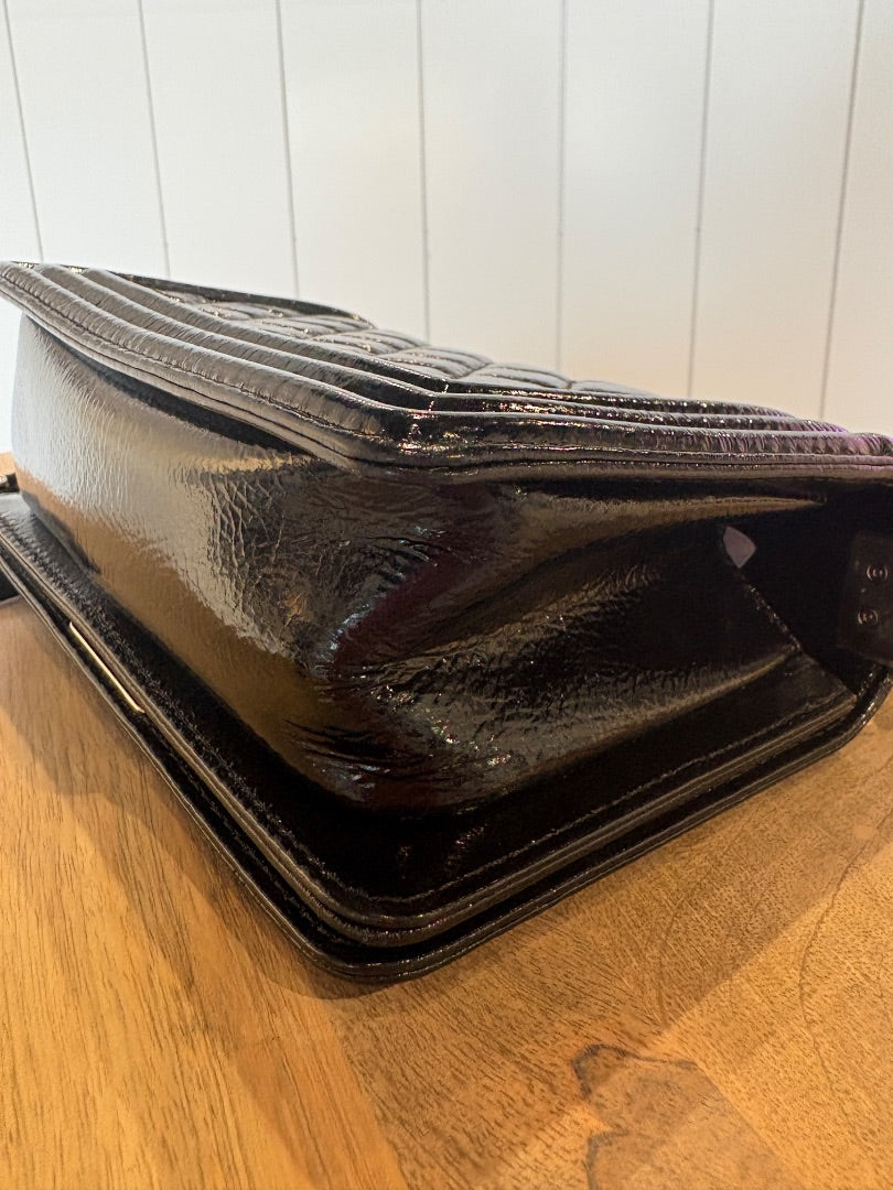 Black Chanel Gorgeous Mini Patent Boy Bag