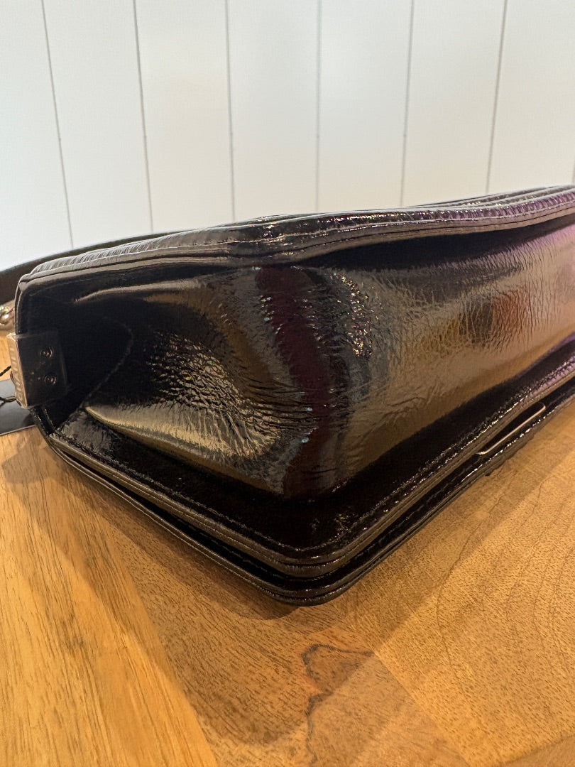 Black Chanel Gorgeous Mini Patent Boy Bag