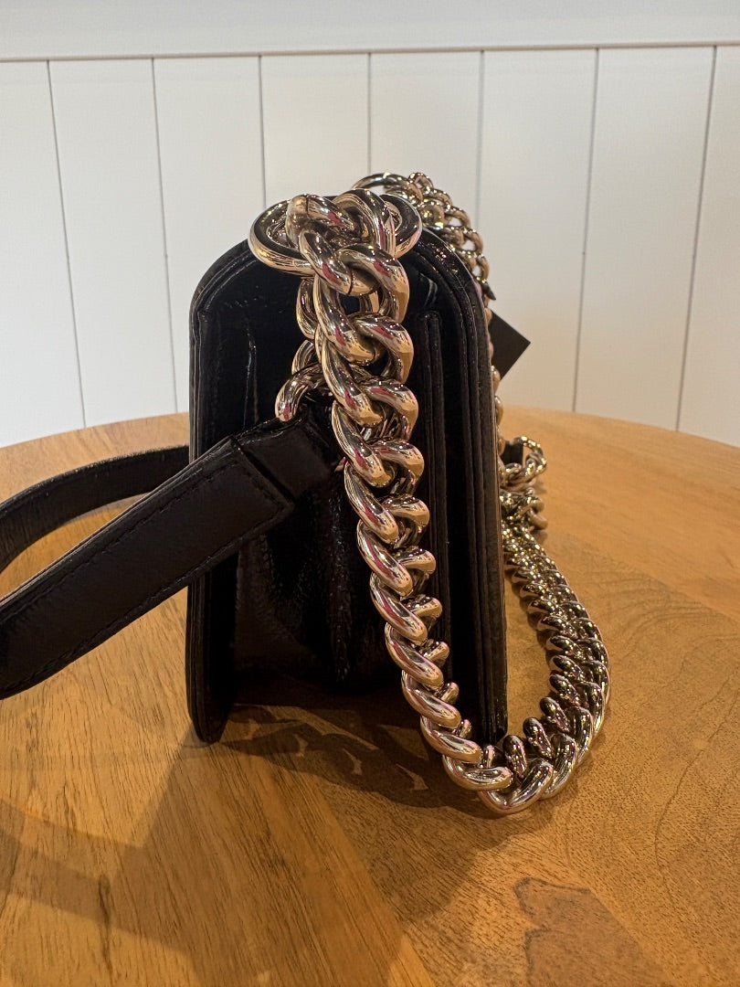 Black Chanel Gorgeous Mini Patent Boy Bag