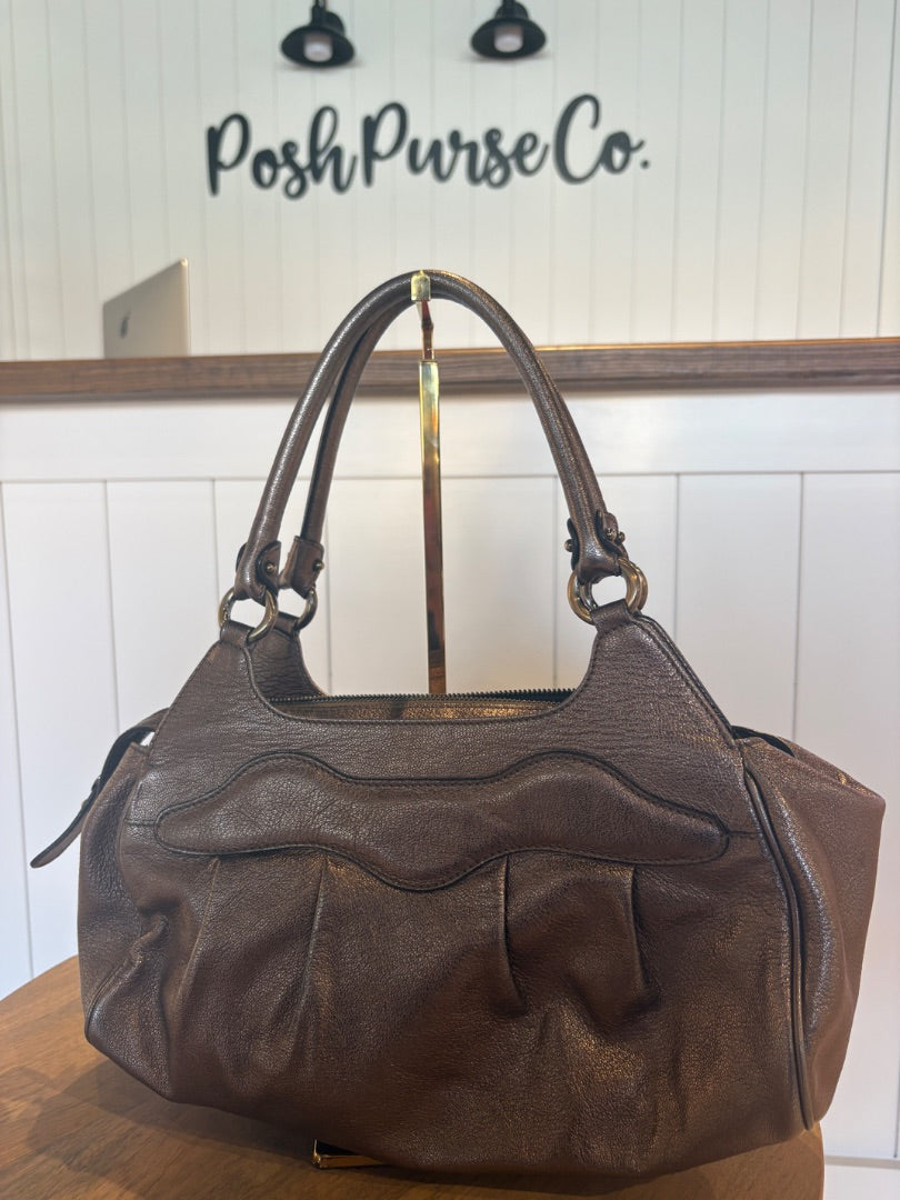 Silver Ferragamo Mancini Shoulder Bag