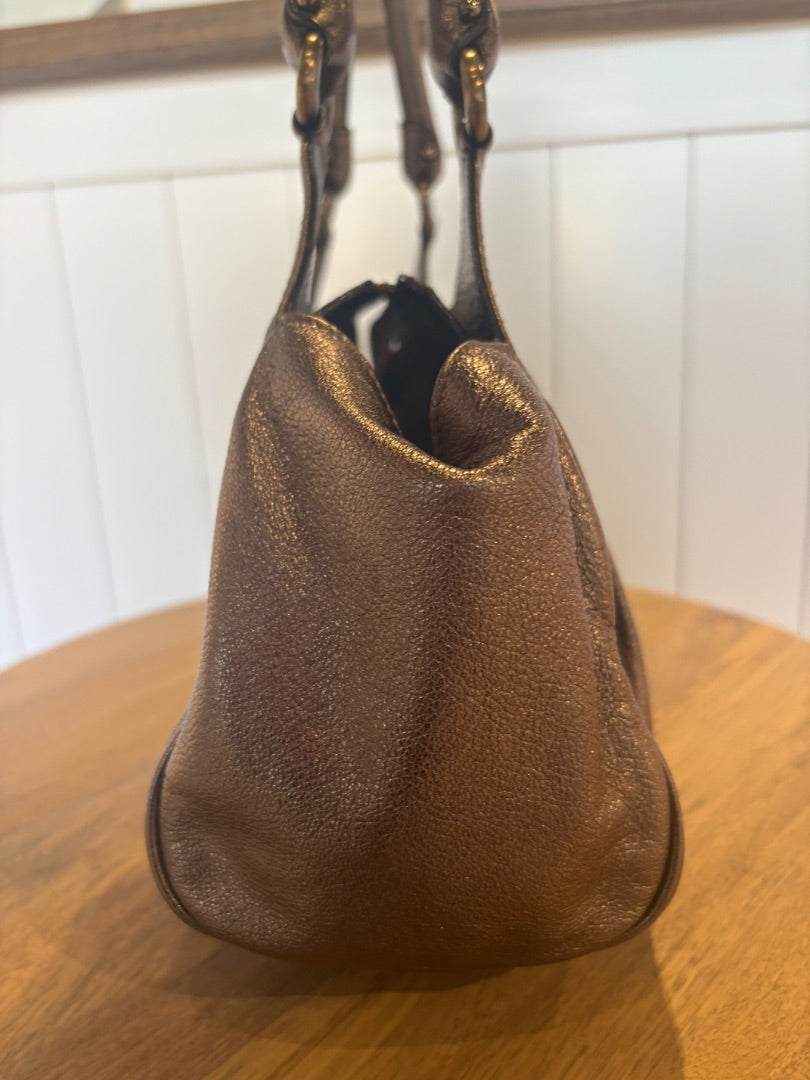 Silver Ferragamo Mancini Shoulder Bag