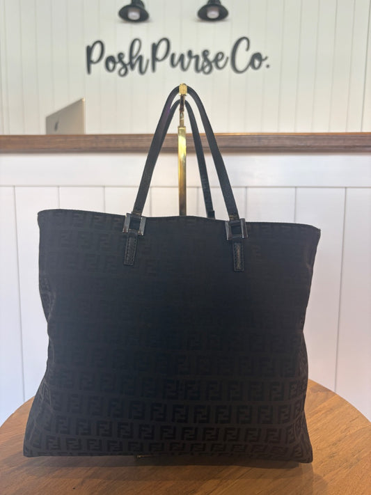 Black Fendi Zucchino FF Tote